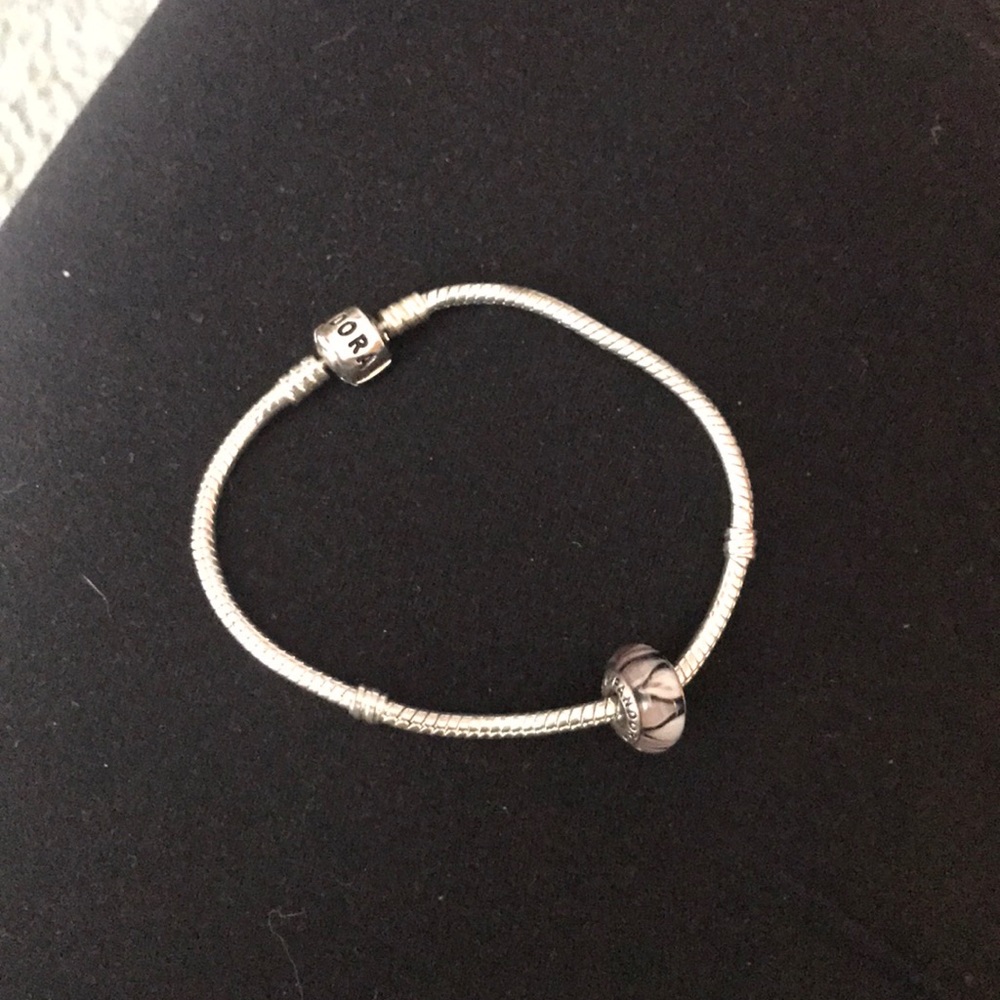 Silver Pandora Bracelet and Two Charms